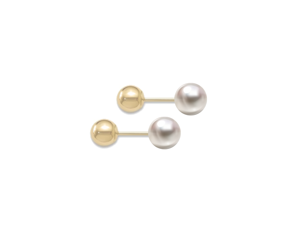 Gold and Pearl Stud Earrings